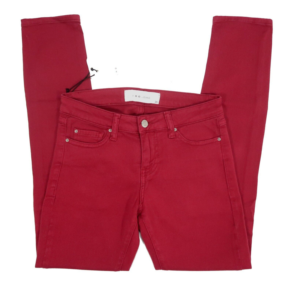 IRO Women's Jarod Adjuste Cardinal Red Skinny Jeans Size 24 NWT $199